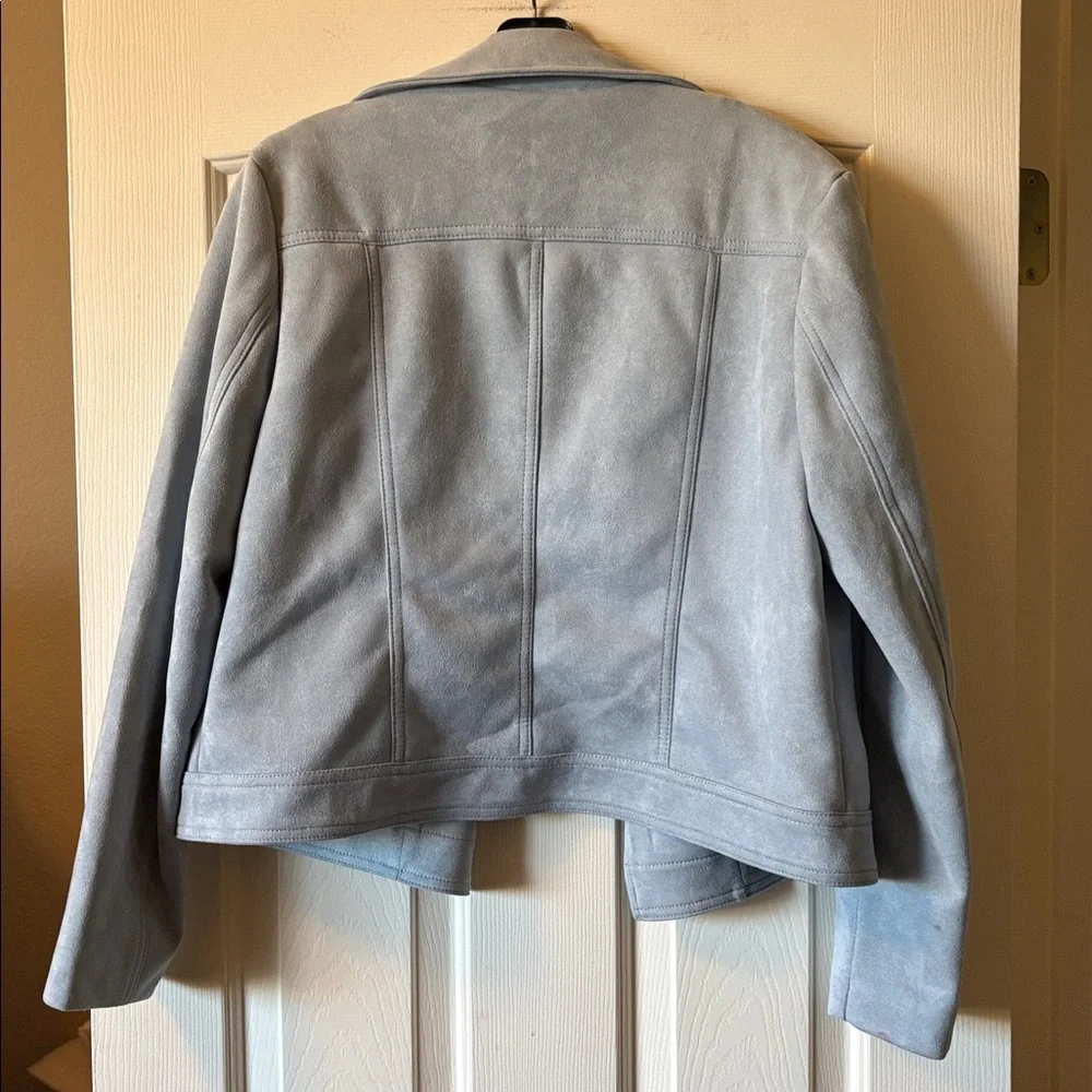 Philosophy Light Blue Faux Suede Leather Open Jacket size L